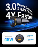 48 W PD Araç Şarj Cihazı 30 W Type C 18W Usb Hızlı Şarj Çakmaklık