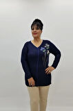 Miraggio Büyük Beden Bluz 98231 LACİVERT