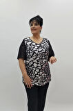 Miraggio Büyük Beden Abiye Bluz 98446 SİY-GÜMÜŞ