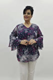 Miraggio Büyük Beden Abiye Bluz 98494 LACİVERT