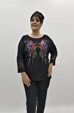 Miraggio Büyük Beden Bluz 98633 SİYAH