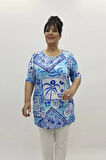 Miraggio Büyük Beden Bluz 98763 MAVİ