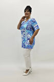 Miraggio Büyük Beden Bluz 98763 MAVİ