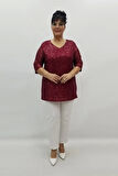 Miraggio Büyük Beden Abiye Bluz 99364 BORDO