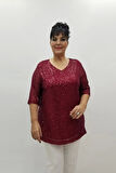 Miraggio Büyük Beden Abiye Bluz 99364 BORDO