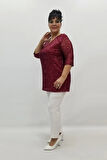 Miraggio Büyük Beden Abiye Bluz 99364 BORDO
