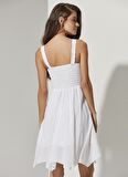 White by Nature Beyaz Kadın Mini Plaj Elbisesi WBN3118-S