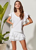 White by Nature Normal Bel Rahat Beyaz Kadın Şort 331412