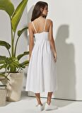 White by Nature Beyaz Kadın Maksi Plaj Elbisesi WBN3113-XL