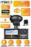 1S Wifi/1920P FHD/170° Ultra Geniş Açı/Gece görüşü ve G-Sensörü/ 3 Kameralı Araç Kamerası (2025)