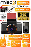Mieco G4 2K QHD / GPS / 4G / Wifi / 140° Geniş Açı / Gece Görüşü / Ön + Arka Kamera / Sim Kartlı Araç Kamerası (2025) + Hafıza Kartı ve Park Kiti Hediyeli
