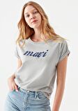 Mavi Logo Baskılı Gri Tişört 166422-25702