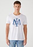 Mavi Logo Baskılı Beyaz Tişört 065109-620