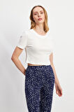 Lacivert Basic Üst Crop T-shirt