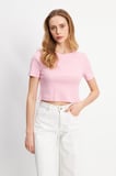 Lacivert Basic Üst Crop T-shirt