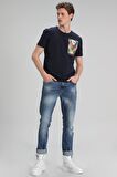 Monato Modern Grafik T- Shirt Lacivert