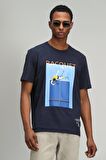 Fenza Modern Grafik T- Shirt Lacivert