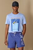 Fenza Modern Grafik T- Shirt Mavi