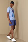 Fenza Modern Grafik T- Shirt Mavi