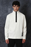Lufian Erkek Mark Sweatshirt 627112030088 Ekru
