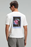 Lufian Erkek Stewart Modern Grafik T-Shirt 111020161 Kırık Beyaz