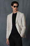 Kevın Spor Erkek Blazer Ceket Slim Fit Bej