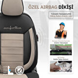 Otom Comfortline Design Airbag Dikişli Premium Oto Koltuk Kılıfı Tam Set Bej-Siyah