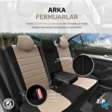 Otom Comfortline Design Airbag Dikişli Premium Oto Koltuk Kılıfı Tam Set Bej-Siyah