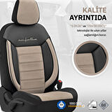 Otom Comfortline Design Airbag Dikişli Premium Oto Koltuk Kılıfı Tam Set Bej-Siyah