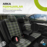 Otom Gti Sports Design Airbag Dikişli Ortopedik Oto Koltuk Kılıfı Tam Set Yeşil-Siyah