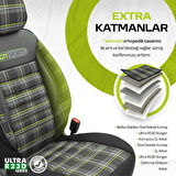 Otom Gti Sports Design Airbag Dikişli Ortopedik Oto Koltuk Kılıfı Tam Set Yeşil-Siyah