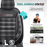 Otom Gti Sports Design Airbag Dikişli Ortopedik Oto Koltuk Kılıfı Tam Set Beyaz-Siyah