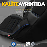 Otom Individual Design Airbag Dikişli Ortopedik Oto Koltuk Kılıfı Tam Set Siyah-Mavi