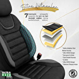 Otom Iconic Design Airbag Dikişli Ortopedik Oto Koltuk Kılıfı Tam Set Siyah-Gri