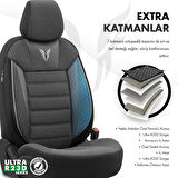 Otom Toro Design Airbag Dikişli Ekstra Destekli Özel Dokulu Oto Koltuk Kılıfı Tam Set - Gri