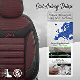 Otom Line Design Airbag Dikişli Ortopedik Oto Koltuk Kılıfı Tam Set Siyah-Bordo