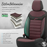 Otom Line Design Airbag Dikişli Ortopedik Oto Koltuk Kılıfı Tam Set Siyah-Bordo