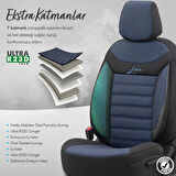 Otom Line Design Airbag Dikişli Ortopedik Oto Koltuk Kılıfı Tam Set Siyah-Mavi