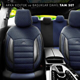 Otom Sport Plus Ekstra Destekli Özel Dokulu Oto Koltuk Kılıfı Tam Set Mavi