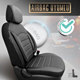 Inspire Design Premium Deri Ekstra Destekli Universal Oto Koltuk Kılıfı Tam Set Füme-Siyah
