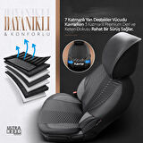 Advanced Design Özel Tasarım Premium Deri-Keten Ekstra Destekli Universal Oto Koltuk Kılıfı Tam Set Füme