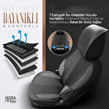 Advanced Design Özel Tasarım Premium Deri-Keten Ekstra Destekli Universal Oto Koltuk Kılıfı Tam Set Siyah