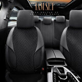 Advanced Design Özel Tasarım Premium Süet-Deri Ekstra Destekli Universal Oto Koltuk Kılıfı Tam Set Siyah