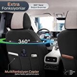 Swan Design Yüksek Kalite Keten Noktalı Deri Detaylı Ekstra Destekli Universal Oto Koltuk Kılıfı Bej