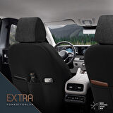 Voyager Design Boyun ve Bel Destekli Premium Deri-Keten Ultra Konforlu Universal Oto Koltuk Kılıfı Tam Set Kırmızı-Siyah