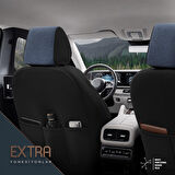 Voyager Design Boyun ve Bel Destekli Premium Deri-Keten Ultra Konforlu Universal Oto Koltuk Kılıfı Tam Set Mavi