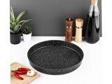 Taç Granit Döküm 32cm Yuvarlak Tepsi Siyah TAC-6299