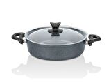 Taç Mastercook Granit Basık Tencere No:24 Uzay Grisi