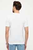 Beyaz Slim Fit Bisiklet Yaka T-Shirt