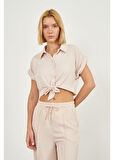 Önden Bağlamalı Kısa Aerobin Gömlek 